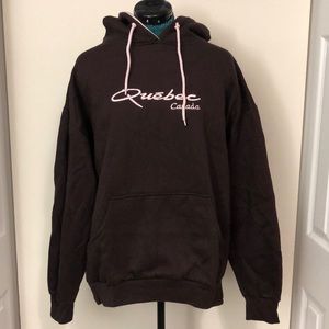 Brown Québec Canada Hoodie with Pink Hood